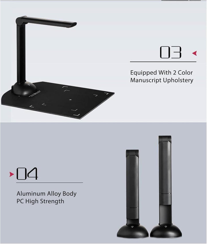 Garosa A3 High Definition-Dokumentenscanner 8MP, Tragbarer Buchscanner für Schulbüro, EasyTouse mit
