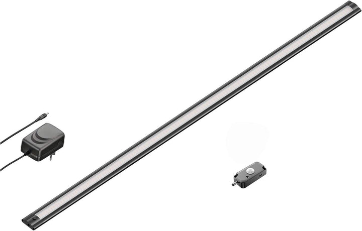 ledscom.de LED Unterbau-Leuchte SIRIS schwarz matt mit Netzteil und Bewegungsmelder, flach, 90cm, 10