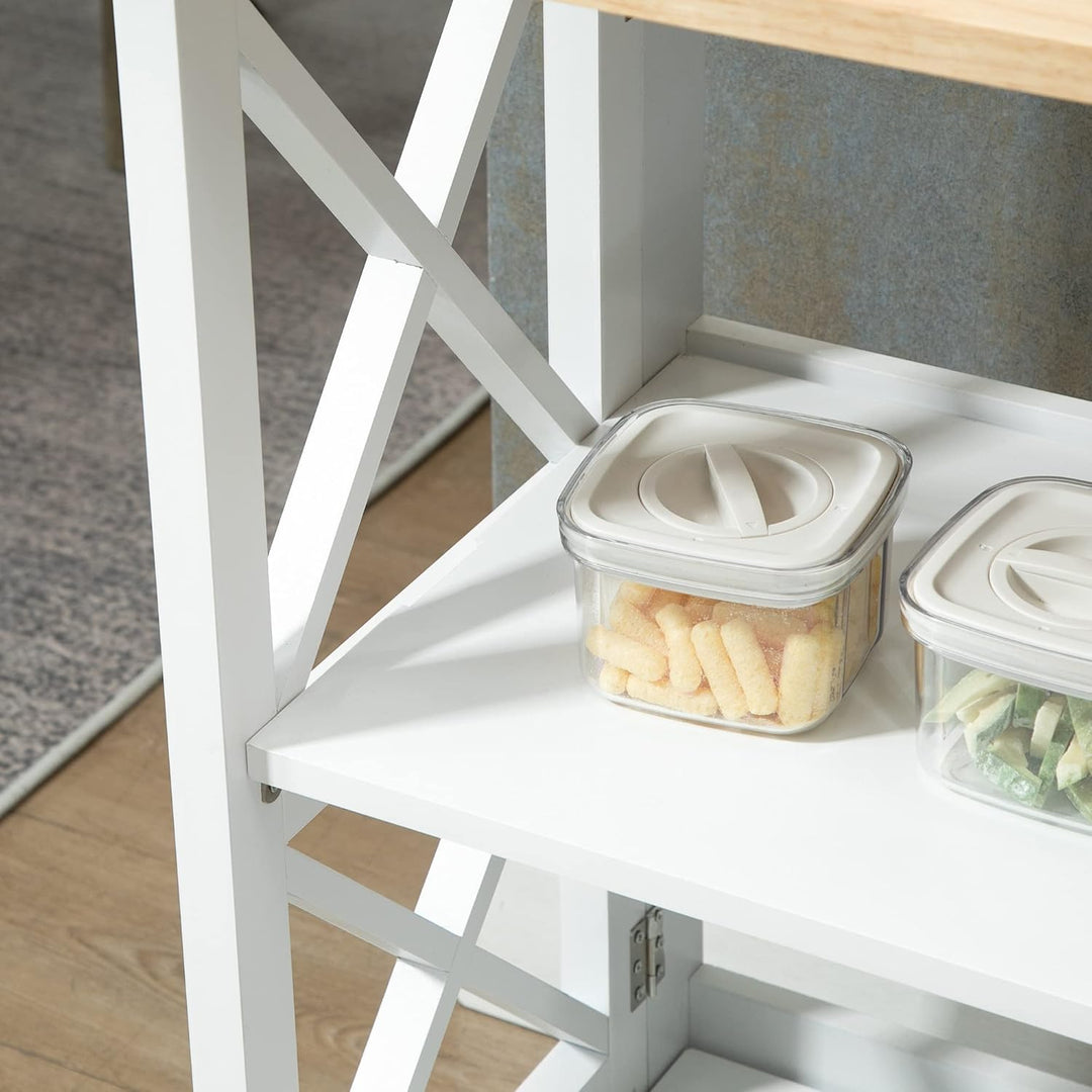HOMCOM Küchenwagen Küchenrollwagen Servierwagen klappbar mit Regalboden 4 Lenkrollen modern MDF Kaut