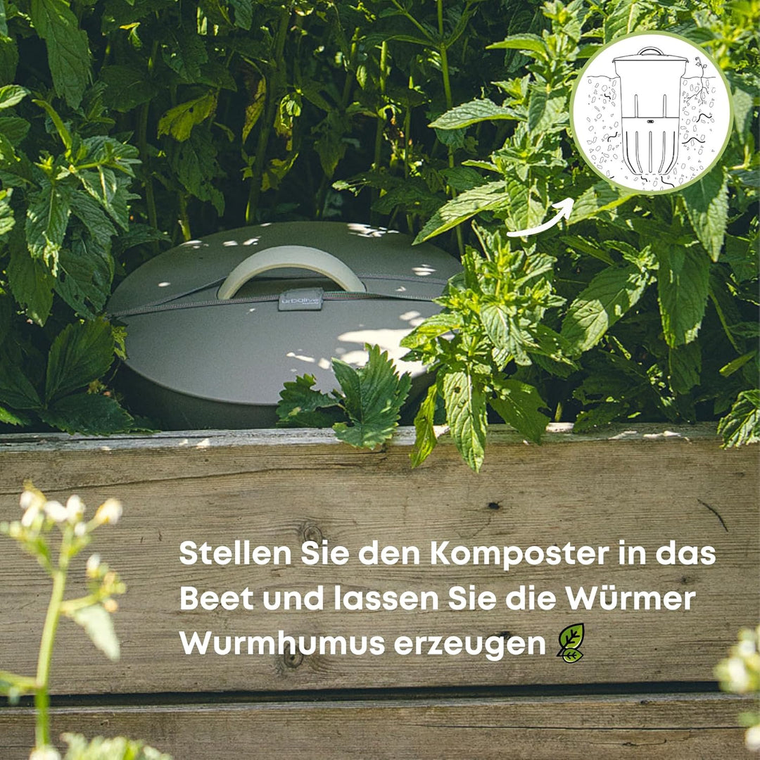Urbalive Beetkomposter für Wurmkompost 12L - Garten unterirdisch Wurmkomposter zum Eingraben - Desig