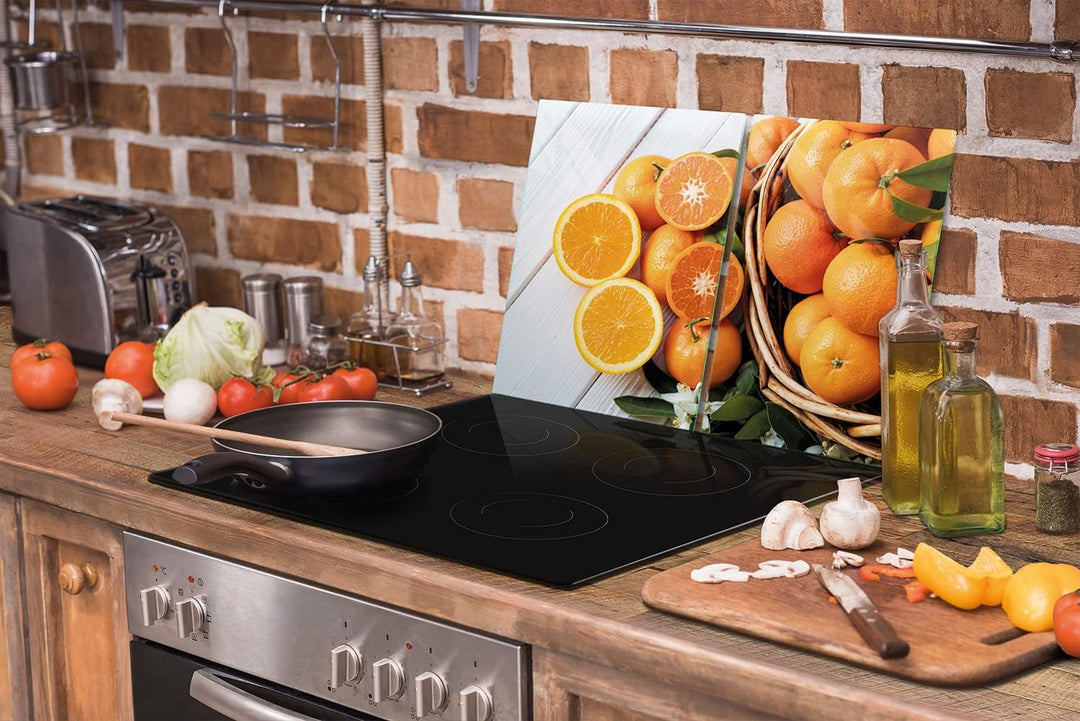 DarHaus Herdabdeckplatten tweiteilig 75x52 cm Ceranfeld Abdeckung Glas Spritzschutz Abdeckplatte Gla
