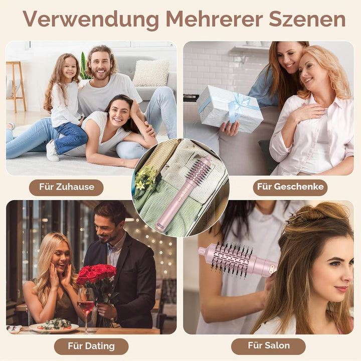 Rotierende Haarbürste, Air Styler 800 W, Ionen-Haartrockner, Heizbürste, 3-in-1, Lockenstab 38/50 mm