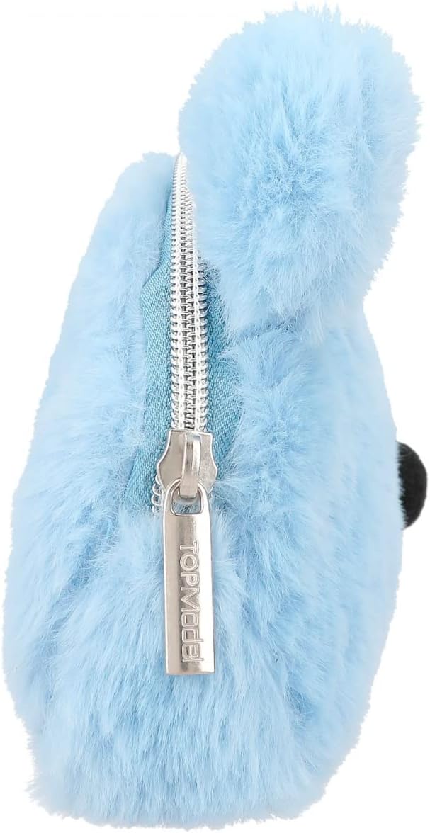 Depesche 11993 TOPModel Iceworld - Kosmetiktasche in Hellblau mit weichem Plüsch-Fell, Eisbären-Gesi
