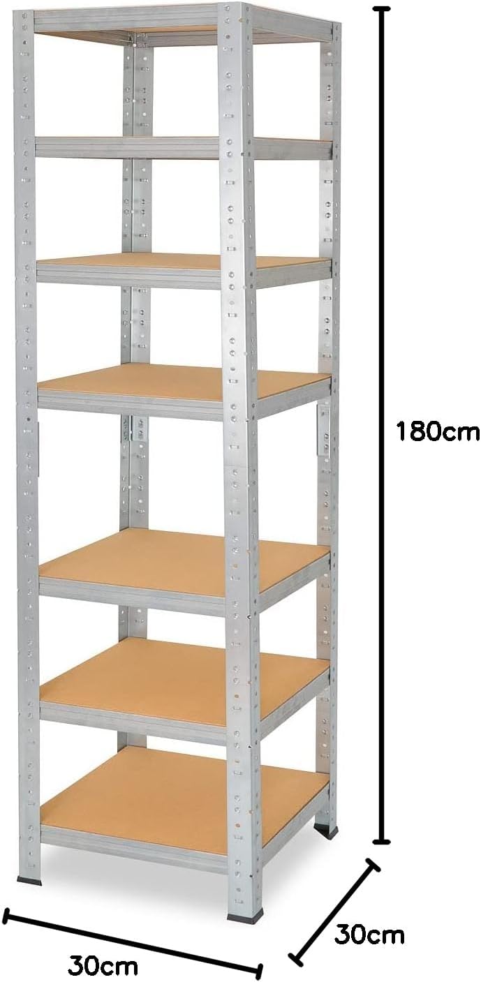 shelfplaza® 180x30x30cm Home Schwerlastregal verzinkt/Metallregal mit 7 Böden/Kellerregal Metall, Ga