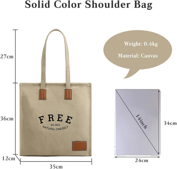 PORRASSO Retro Schultertasche Damen Segeltuch Handtasche Mädchen Tote Bag Shopper Henkeltasche für S