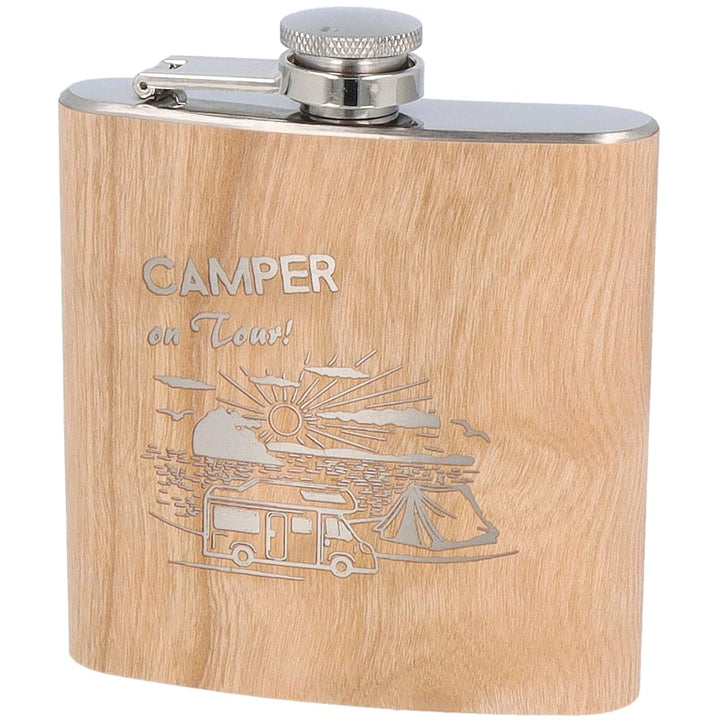Spruchreif | Flachmann aus Edelstahl mit Gravur | Flachmann aus Holz | Outdoor Geschenk | Geschenkid