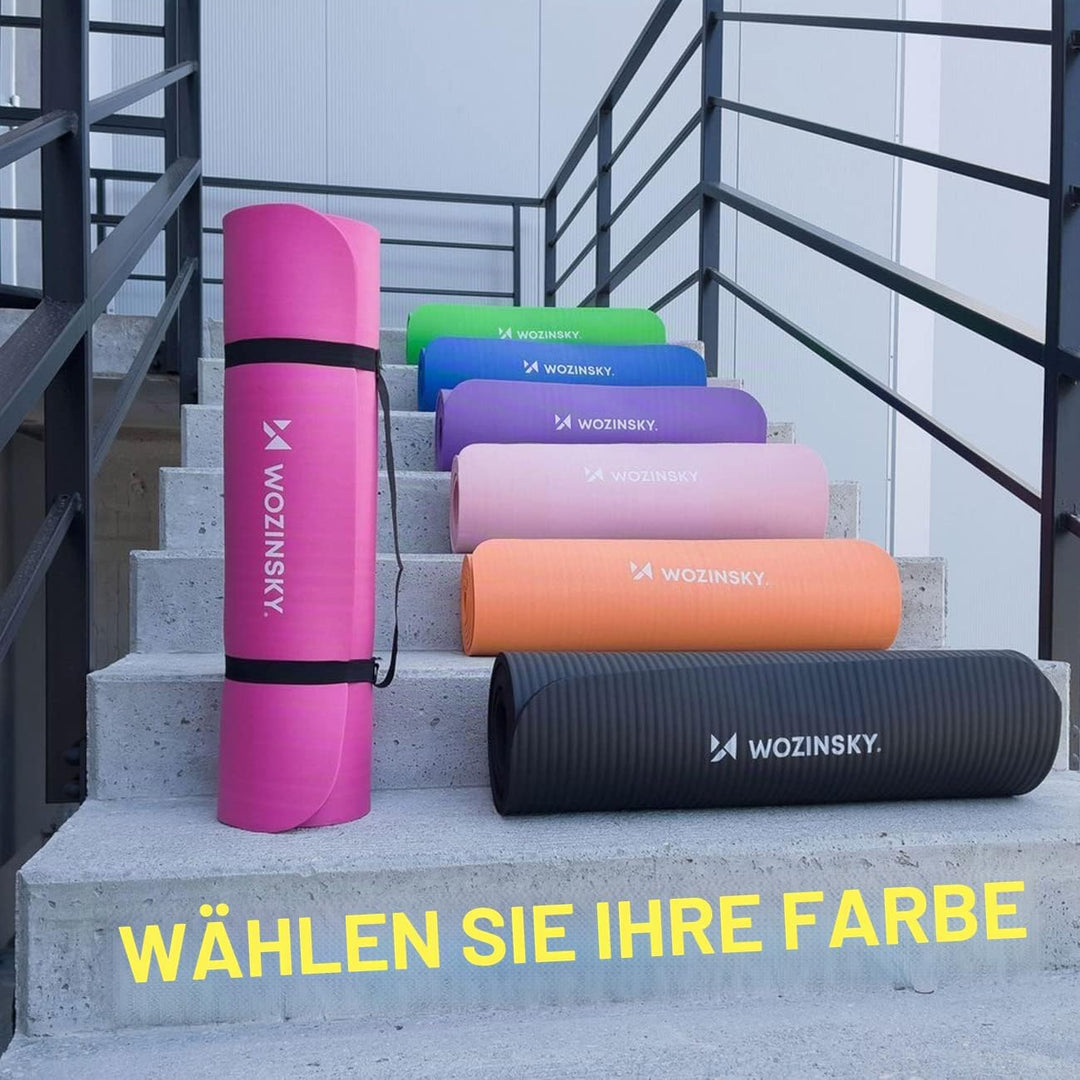 WOZINSKY Fitness-Yogamatte, Fitnessmatte, Gymnastikmatte, Pilates-Trainingsmatte, Sportmatte mit Tra