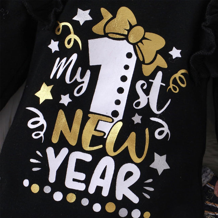 Baby Mädchen Kleidung, Neugeborenen Kleidung mit My 1st New Year Muster, Langarm Geraffte 1. Geburts