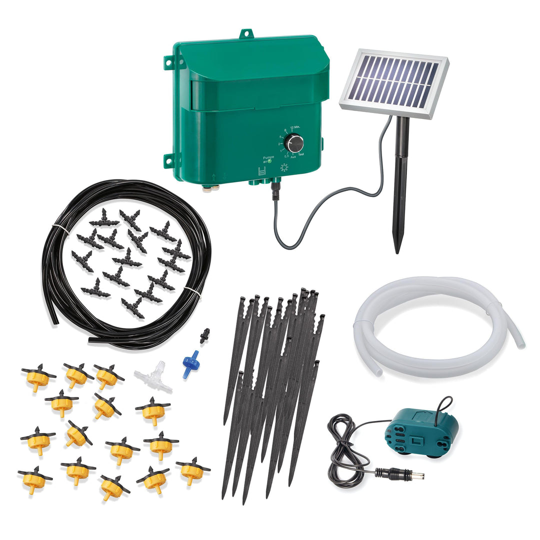 Solar Bewässerungssystem Waterdrops Komplettset Pflanzenbewässerung mit 15 Sprinklern Esotec 101100