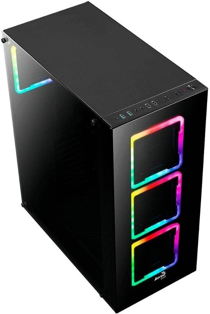 AeroCool TORPRO - PC-Gehäuse, E-ATX, Gehärtetes Glas, 4 Lüfter RGB 14cm schwarz única Schwarz TORPRO
