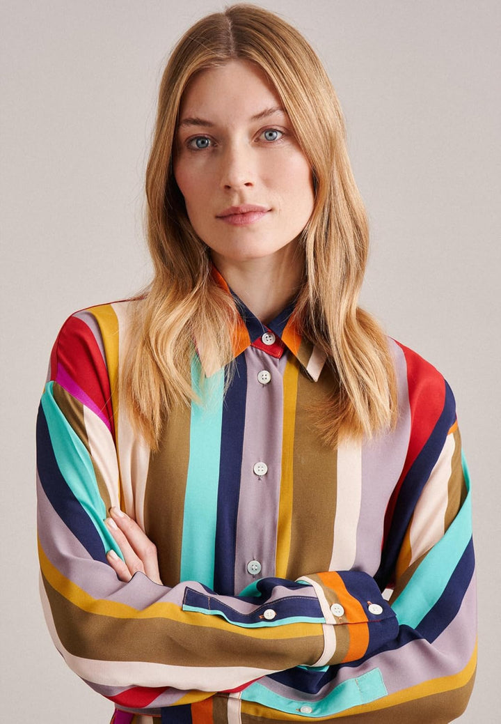 Seidensticker Damen Regular Fit Blusenkleid Langarm Kleid 42 Blau, 42 Blau