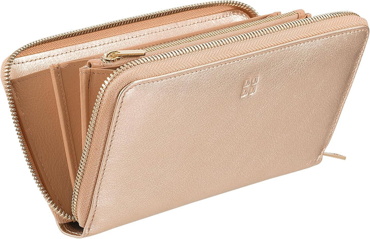 DUDU Grosse Bunte Damenbrieftasche RFID in echtem Leder mit Rundum - Reissverschluss Ballerina, Ball