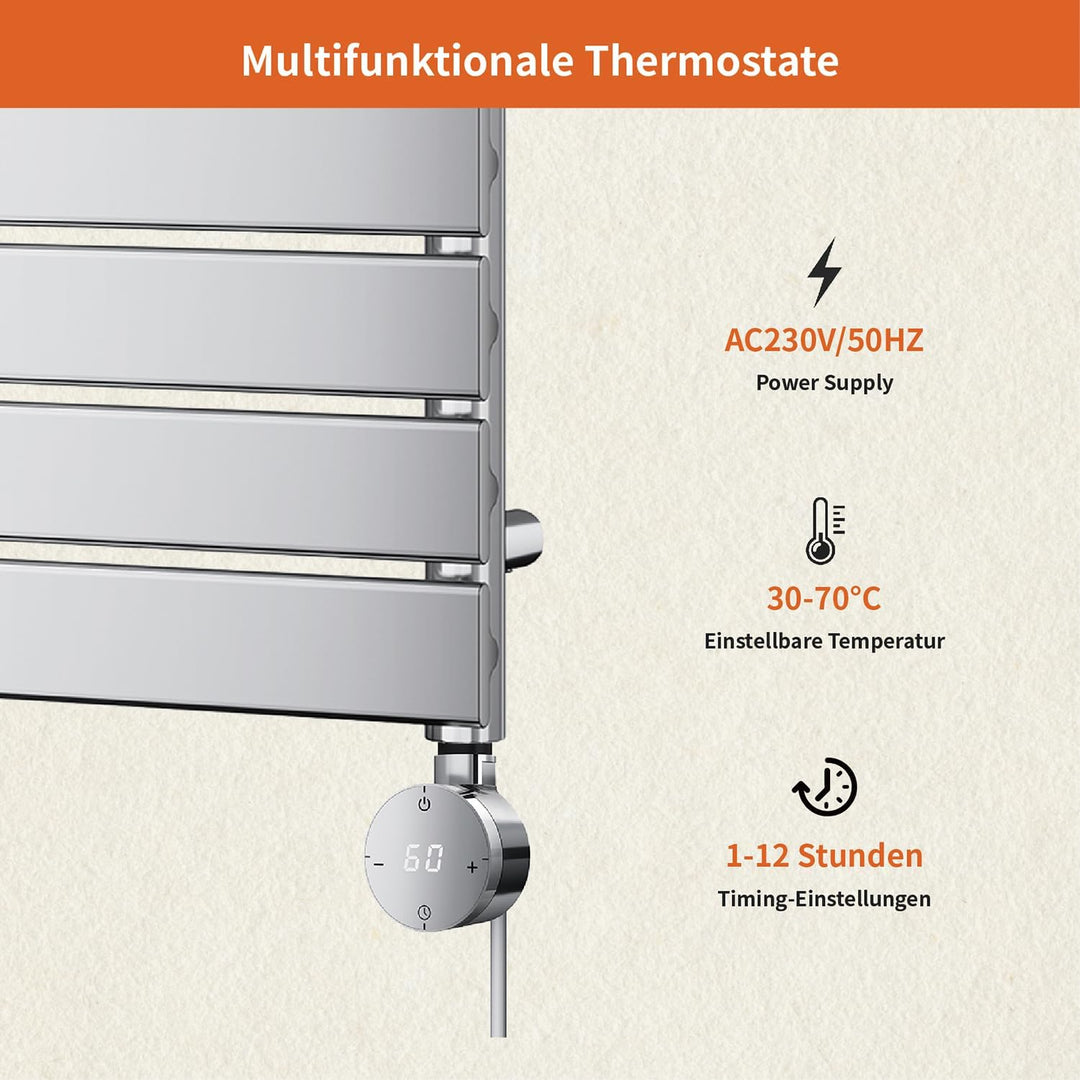 Heizstab für Badheizkörper Elektrisch mit Thermostat, geeignet für Handtuchheizkörper Heizkörper und