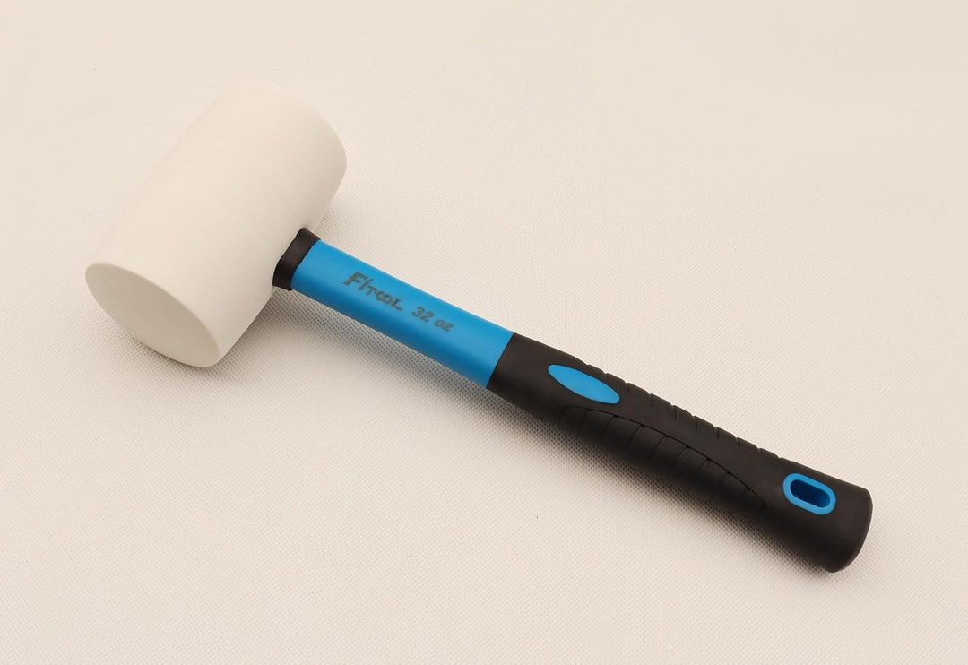 Weisser Vollgummihammer, Fiberglas-Griff mit weichem Gummigriff, Gesamtgewicht 1,2 kg, nicht abfärbe