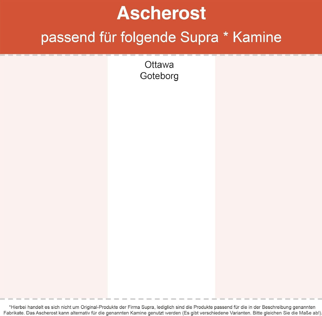 Kaminrost/Ascherost Eckig 195 x 155 x 10 mm passend für Supra ** Kaminöfen inkl. Modellübersicht - A