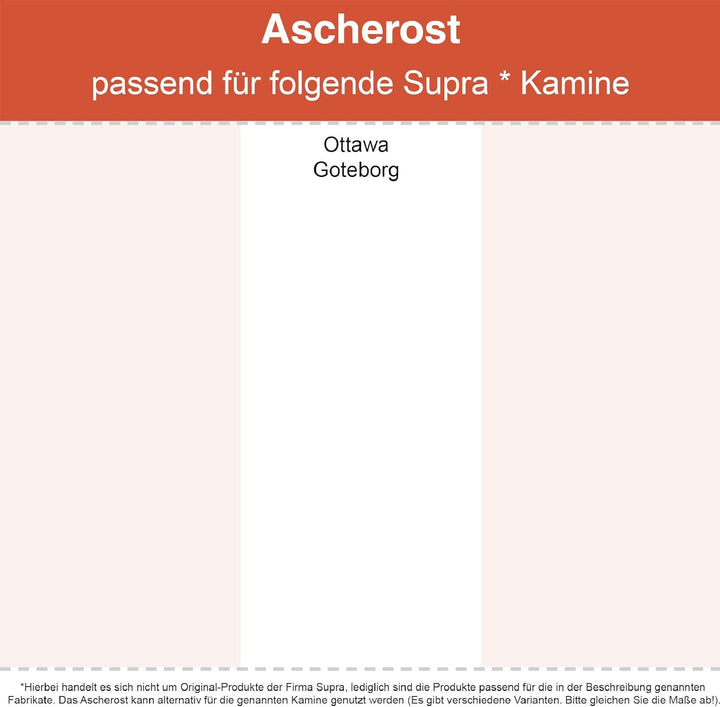 Kaminrost/Ascherost Eckig 195 x 155 x 10 mm passend für Supra ** Kaminöfen inkl. Modellübersicht - A