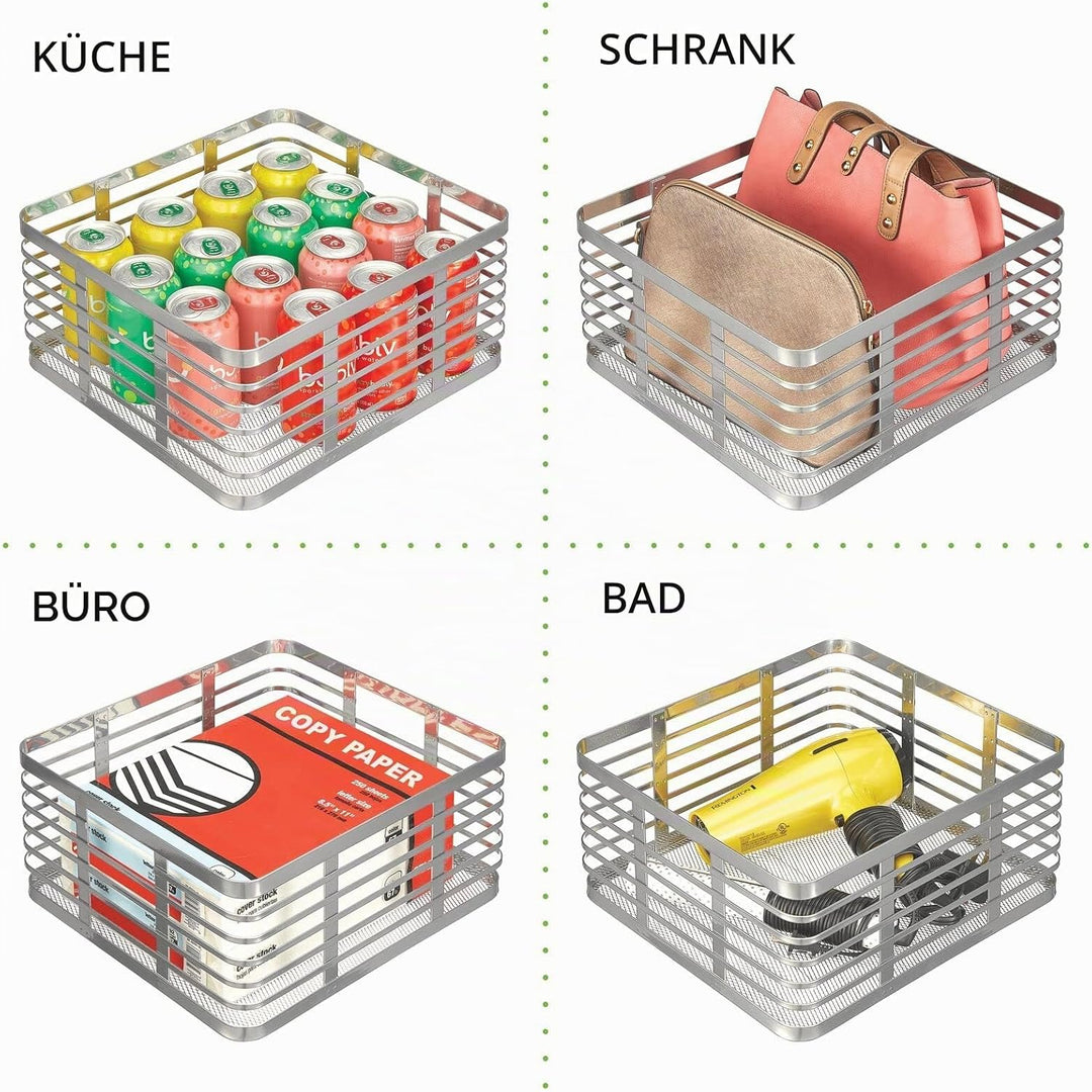 mDesign Stahldraht-Aufbewahrungskorb für die Küche, für Speisekammer, Schrank, Schrank, Organisation