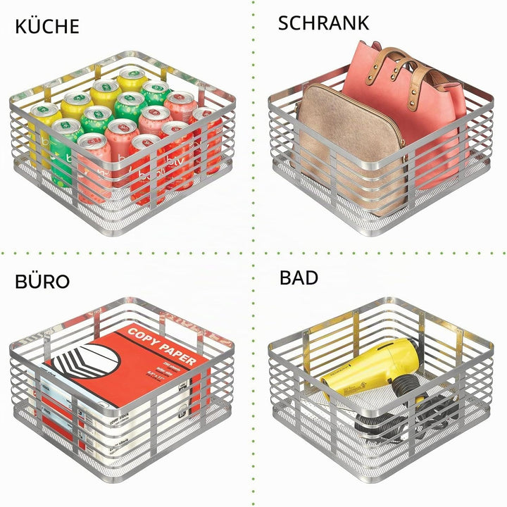 mDesign Stahldraht-Aufbewahrungskorb für die Küche, für Speisekammer, Schrank, Schrank, Organisation