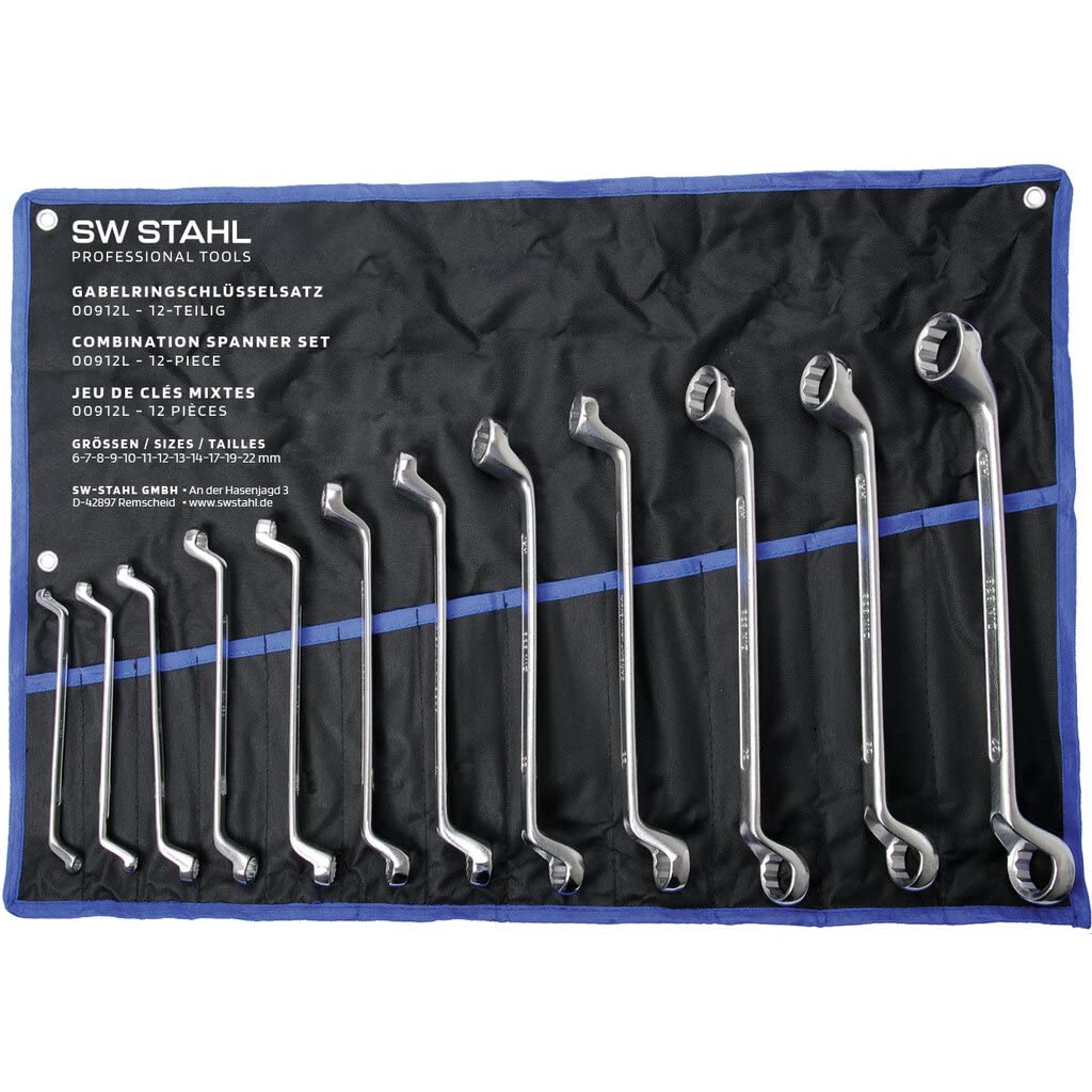SW-Stahl 01512L Doppelringschlüssel-Satz 6-32 mm, 12-tlg. Gekröpft