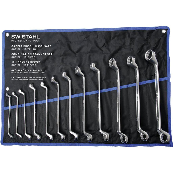 SW-Stahl 01512L Doppelringschlüssel-Satz 6-32 mm, 12-tlg. Gekröpft