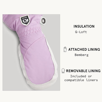 Hestra Heli Skihandschuhe für Damen – klassischer Leder-Schneefäustling zum Skifahren, Snowboarden u