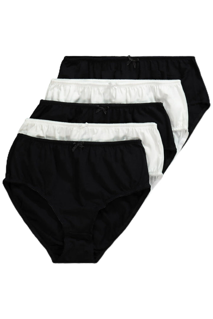 Ulla Popken Damen Taillenslip (5er Pack) 70-72 Schwarz-weiss, 70-72 Schwarz-weiss