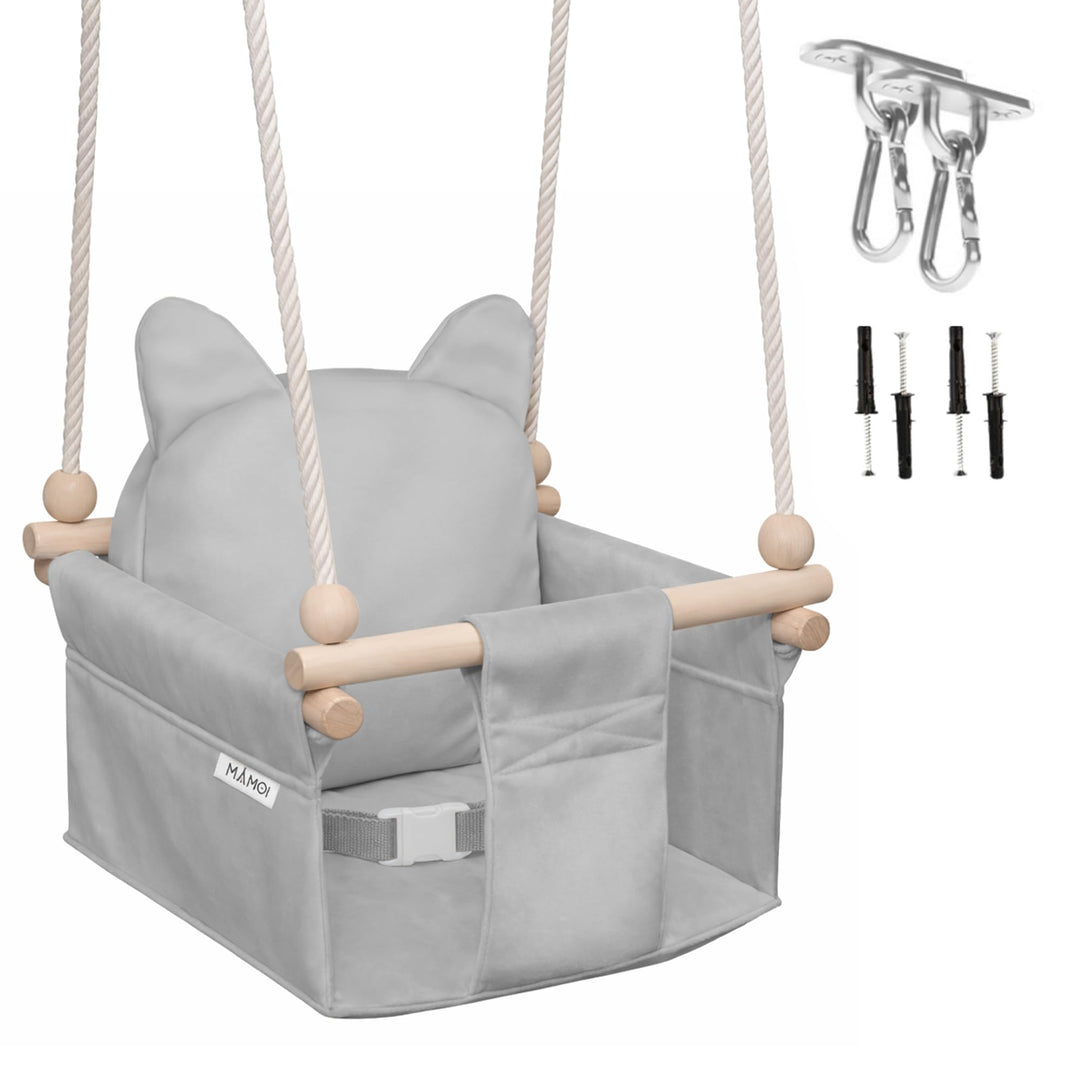 MAMOI Kinderschaukel mit Sicherheitsgurt, höhenverstellbar 150–190 cm, Schaukel für den Innenbereich