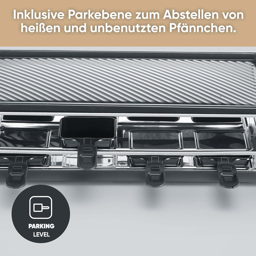 SEVERIN Raclette-Grill für 8 Personen, Raclette mit grosser antihaftbeschichteter Grillplatte, extra