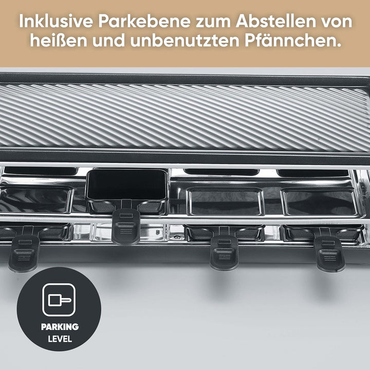 SEVERIN Raclette-Grill für 8 Personen, Raclette mit grosser antihaftbeschichteter Grillplatte, extra