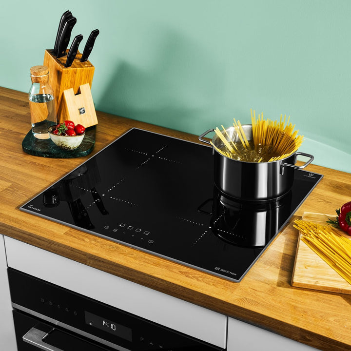 KKT KOLBE Induktionskochfeld 60 cm Autark mit Rahmen | Kochplatte mit 4 Zonen | 9 Stufen | Timer | T