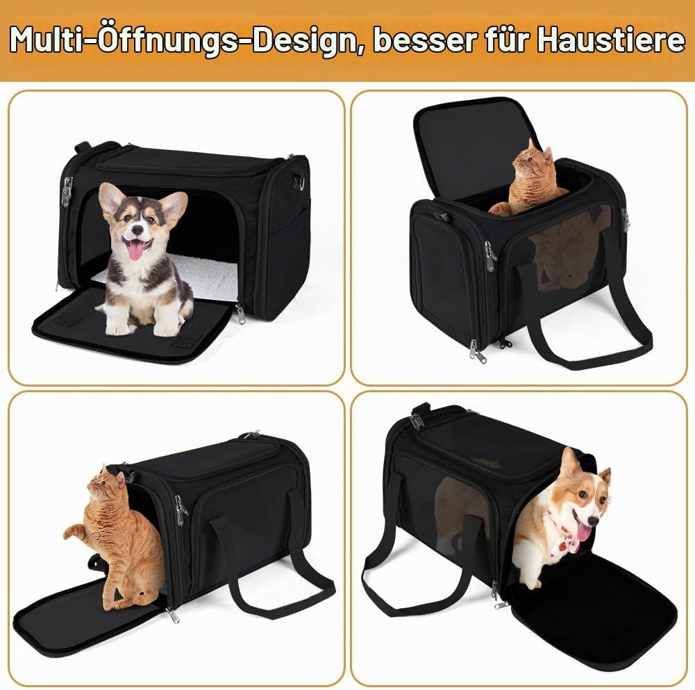 Hundebox faltbar, Hundetransportbox, Transporttasche für Katze Hund für Reise Auto Flugzeug, Leicht