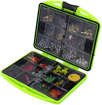 Angelzubehör Set, CYSFETENA Angelkoffer mit Zubehör 24 Fächer Angelbox voll beladen mit Angelköder H