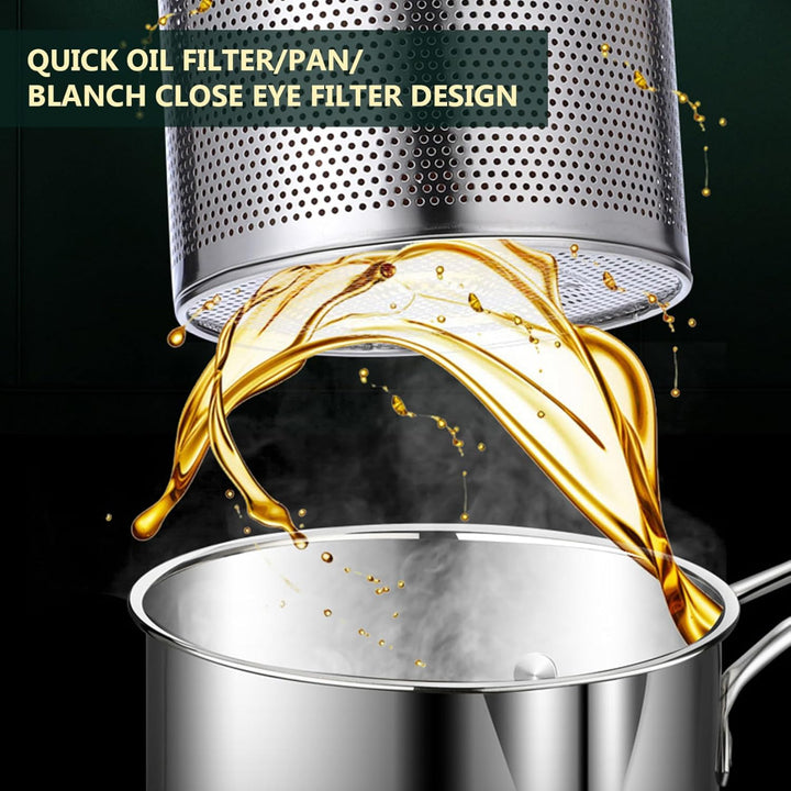 Mini Fryer Frittyer Edelstahl Fritteuchsen Topf mit Anti Scenen Griff Fritteuchsenpfanne mit Korb Mi
