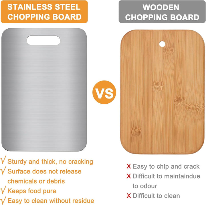 Cutting Board aus 304 Edelstahl, Doppelseitiges, BPA-freies Schneidebrett, Ideal für Fleisch, Brot,
