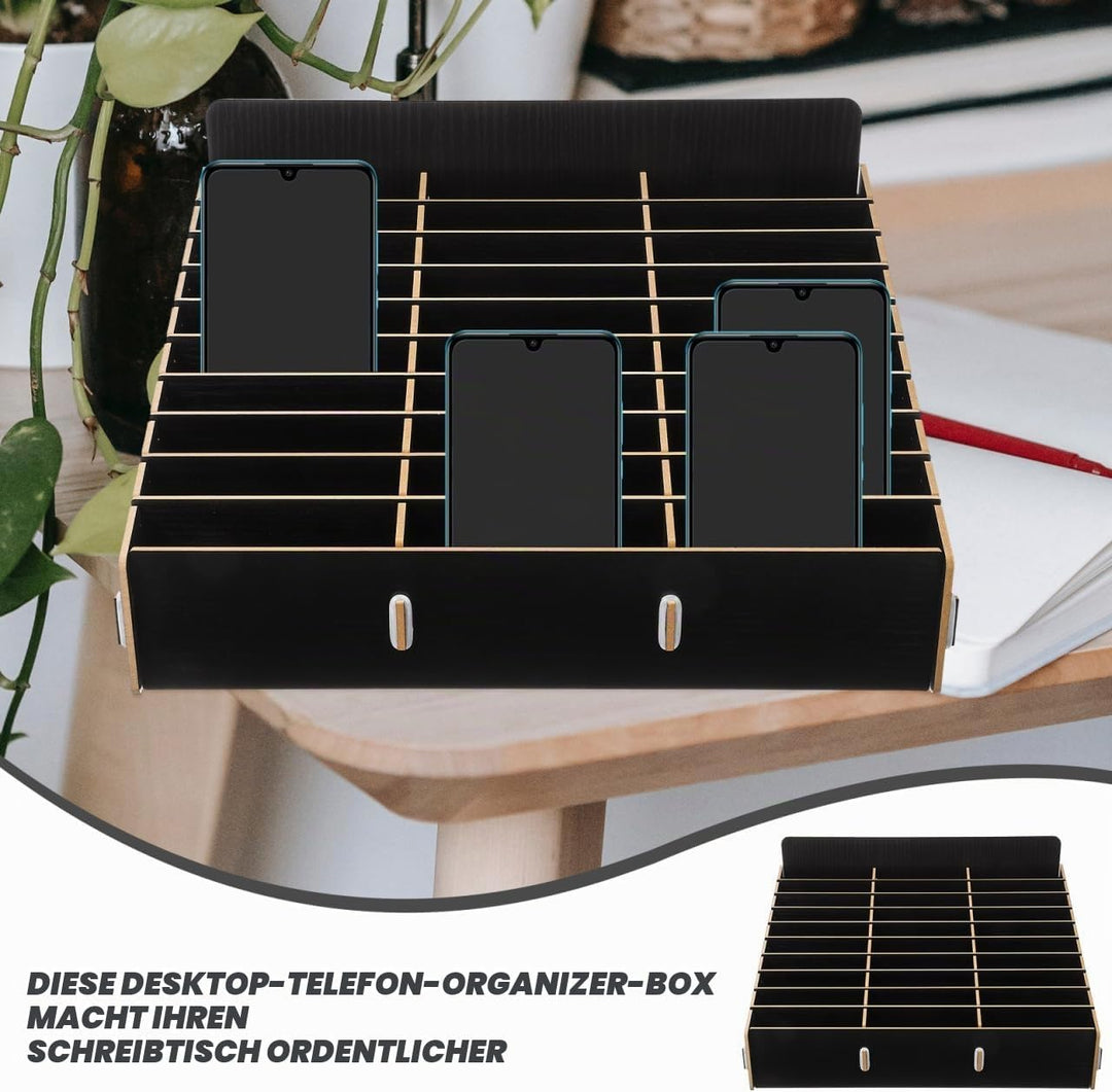 Operitacx Holz Handy Aufbewahrungsbox Mit 30 Gitter Fächer Nachhaltiger Desktop Organizer Für Büro U