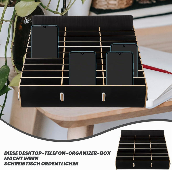 Operitacx Holz Handy Aufbewahrungsbox Mit 30 Gitter Fächer Nachhaltiger Desktop Organizer Für Büro U