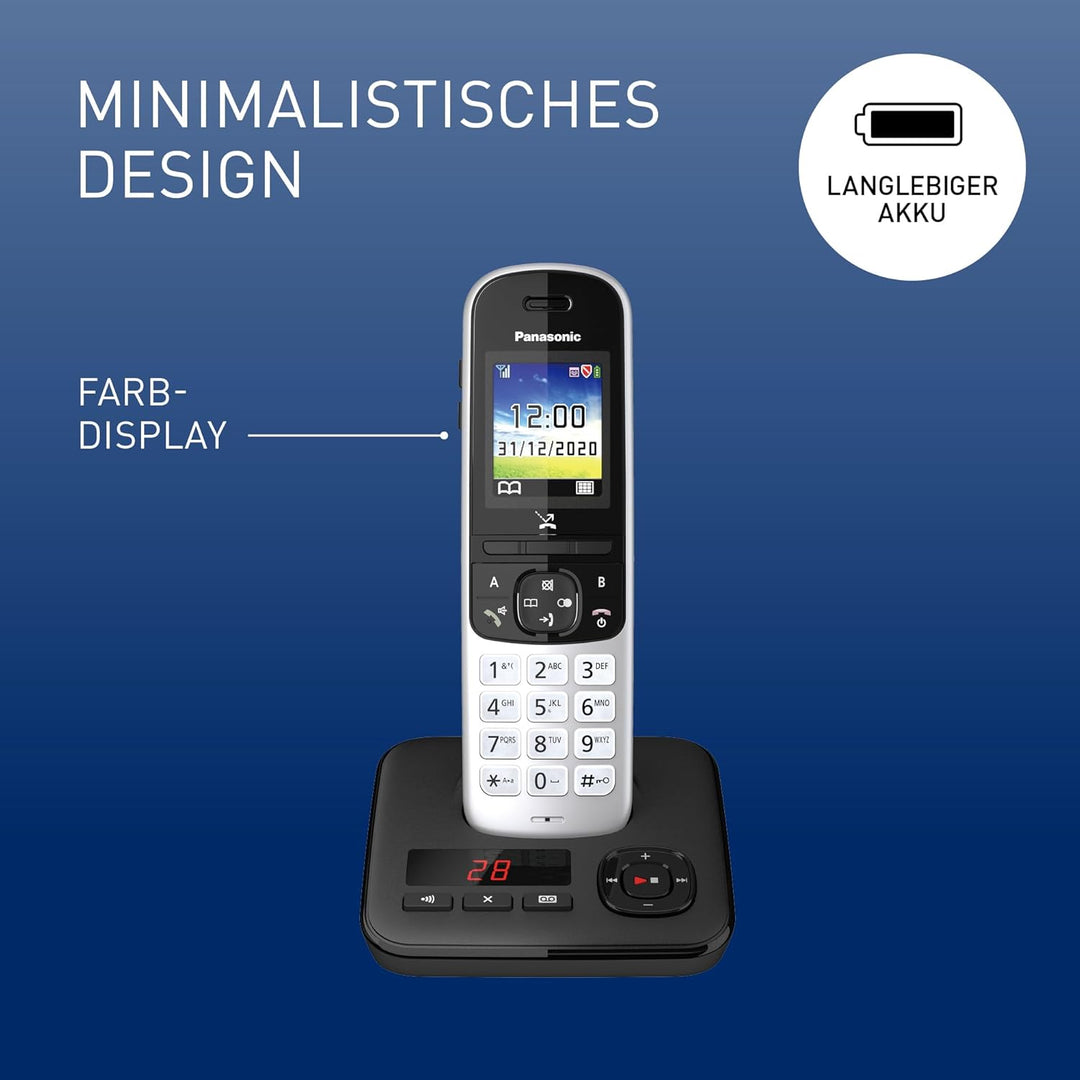 Panasonic KX-TGH722GS Schnurlostelefon Duo mit Anrufbeantworter (DECT Telefon, strahlungsarm, Farbdi