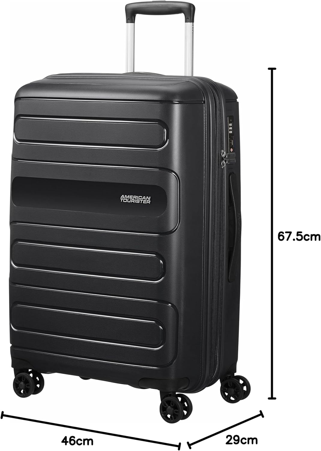 American Tourister Sunside Spinner 68 Erweiterbar, 3.7 KG, 72.5/83.5L, Schwarz (Black) Spinner M (67