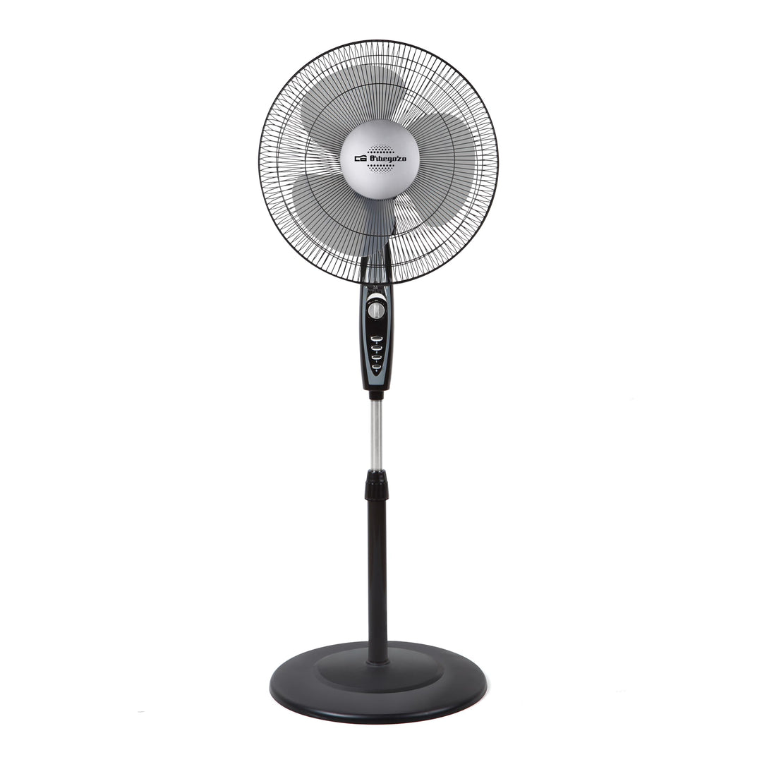Orbegozo SF 3347 - Standventilator drei Stufen, Timer, drei Blätter, höheneinstellbar, 50 W, Schwarz