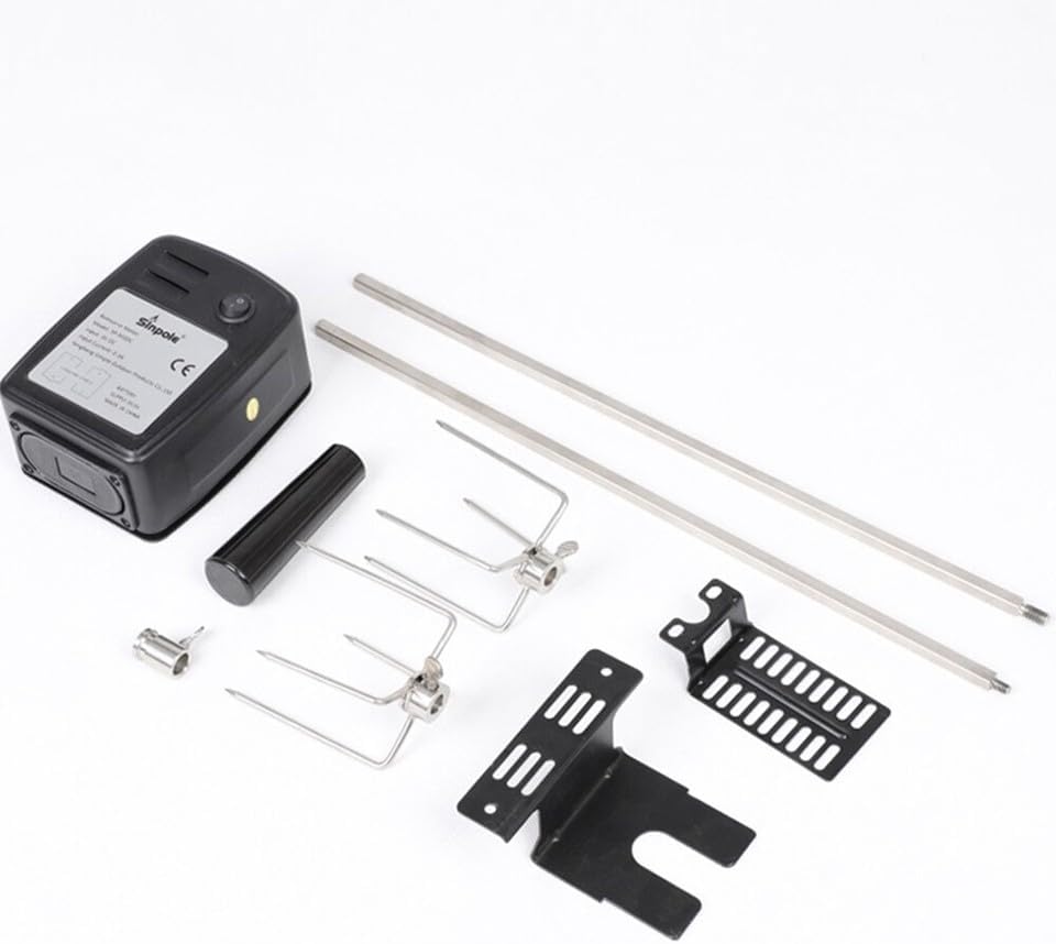Grillspiess Set Elektrischer, 106cm Universal Edelstahl Drehspiess Grill mit 2X Fleischnadeln, Grill