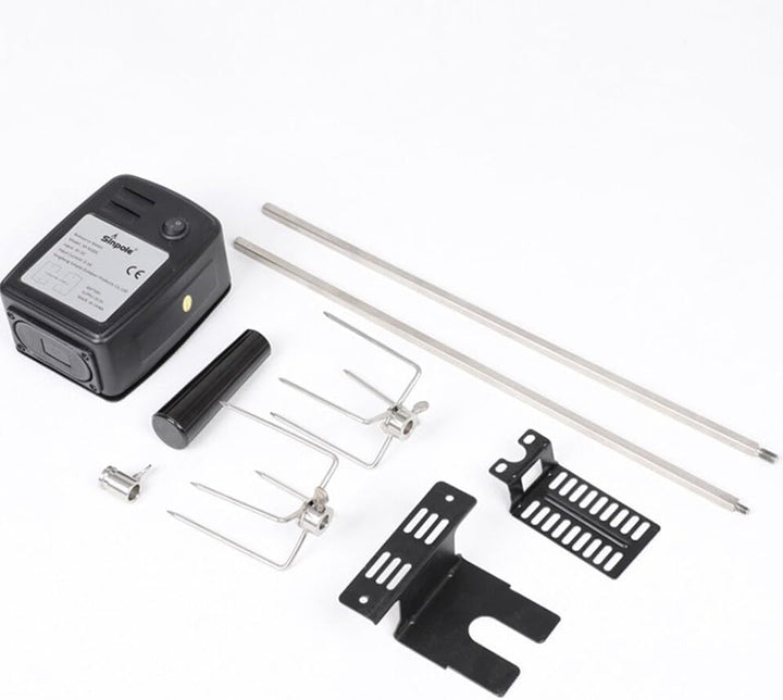 Grillspiess Set Elektrischer, 106cm Universal Edelstahl Drehspiess Grill mit 2X Fleischnadeln, Grill
