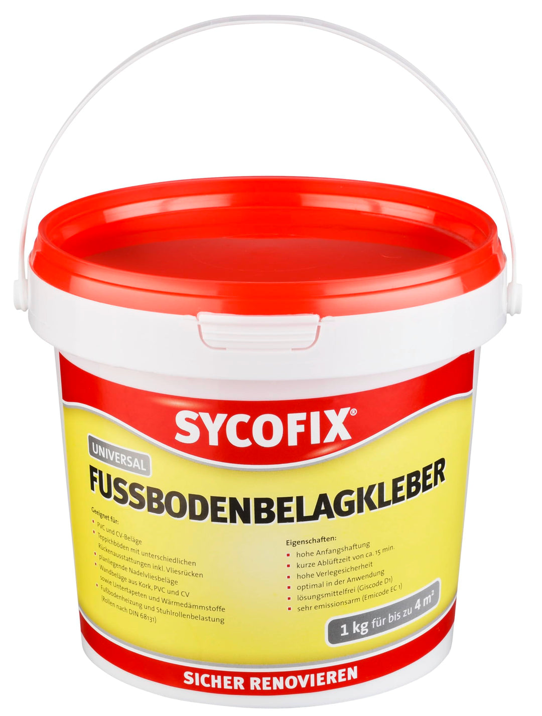 Universal Fussbodenbelagkleber 1 kg, gebrausfertig lösemittelfrei für PVC und CV Beläge, Teppichböde