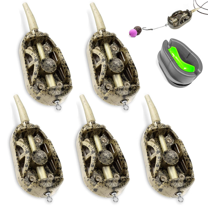 Flat Method Feeder 5pcs Angeln Inline Feeder Zubehör mit Köderbox Fishing Feeder Karpfenangeln Feede