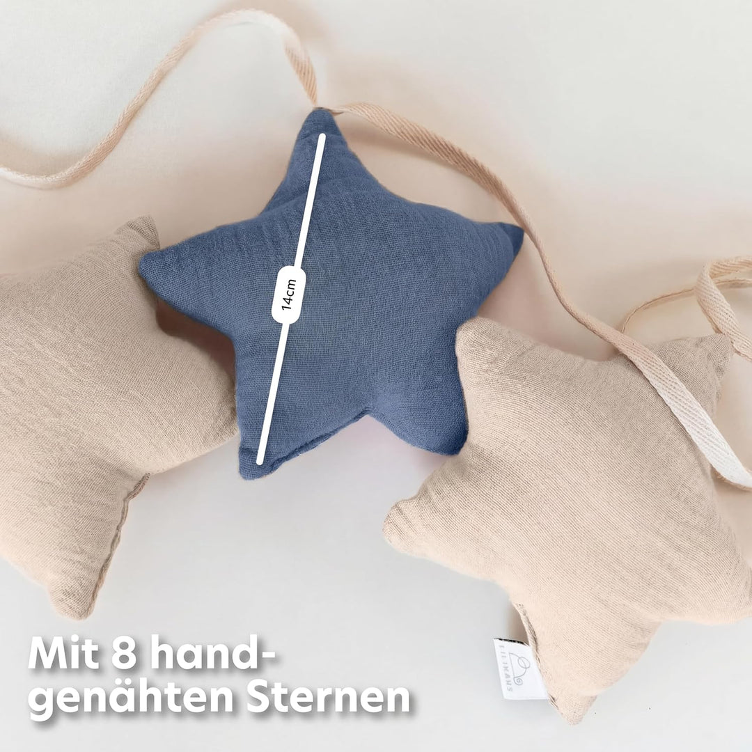LILIMAUS Sternen Wimpelkette Stoff [in 12 Farben] Wimpelkette Kinderzimmer - 100% Baumwolle Handmade