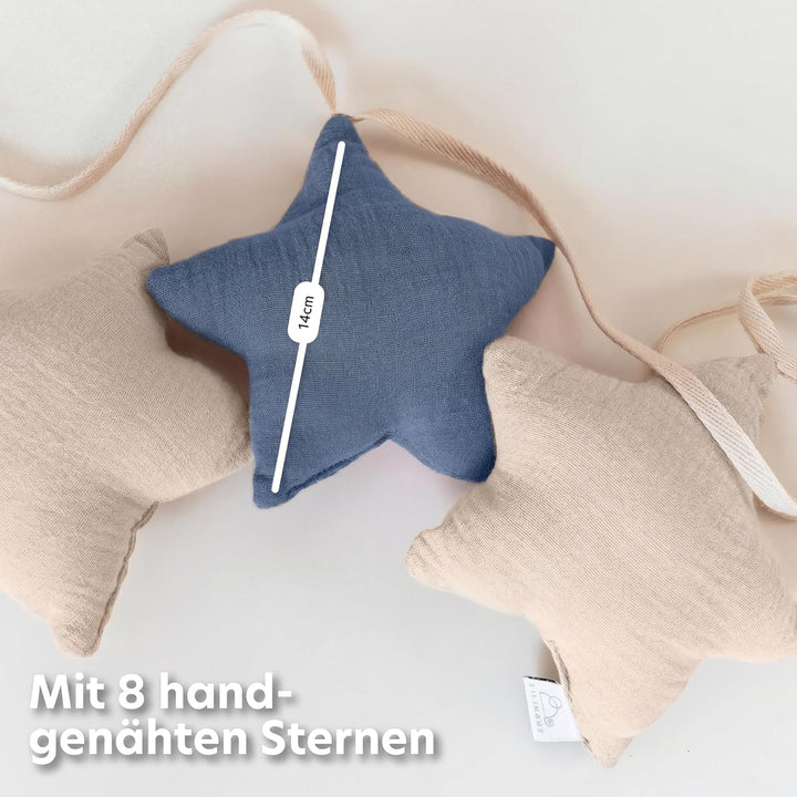 LILIMAUS Sternen Wimpelkette Stoff [in 12 Farben] Wimpelkette Kinderzimmer - 100% Baumwolle Handmade