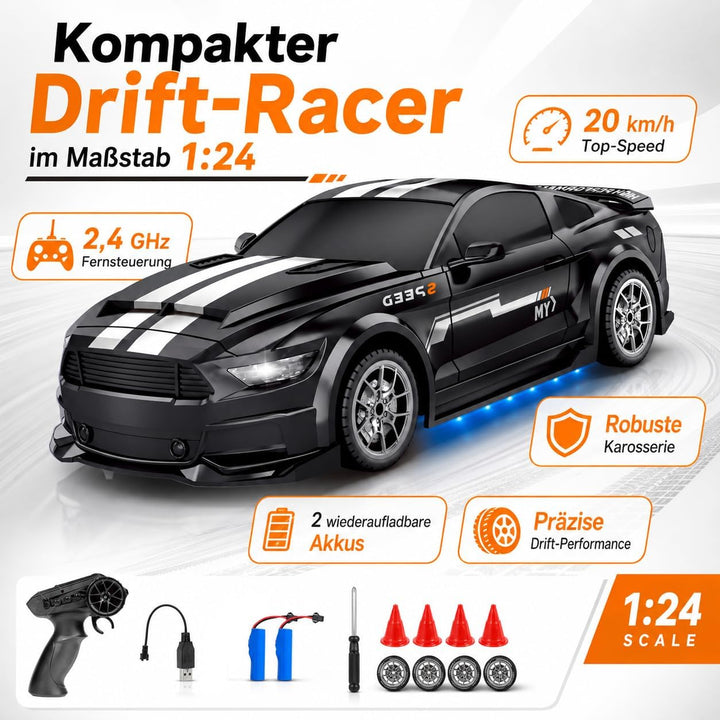 Ferngesteuertes Auto 1:24 Scale Drift Car 4WD 2.4GHz RC Drift Auto 20KM/H Hohe Geschwindigkeit Rennw
