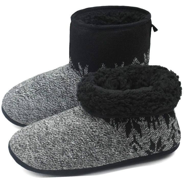 COFACE Herren Hüttenschuhe Lammfell Winter Hausschuhe Warme Plüsch Gefütterte Hausstiefel Männer Hau