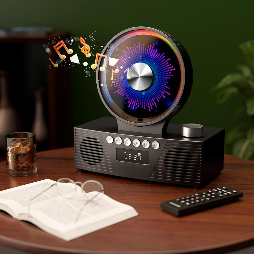 ROADOM CD Player Bluetooth 5.3 mit Dual Lautsprecher, 4000mAh Tragbar Wiederaufladbar, 6-in-1 Wieder