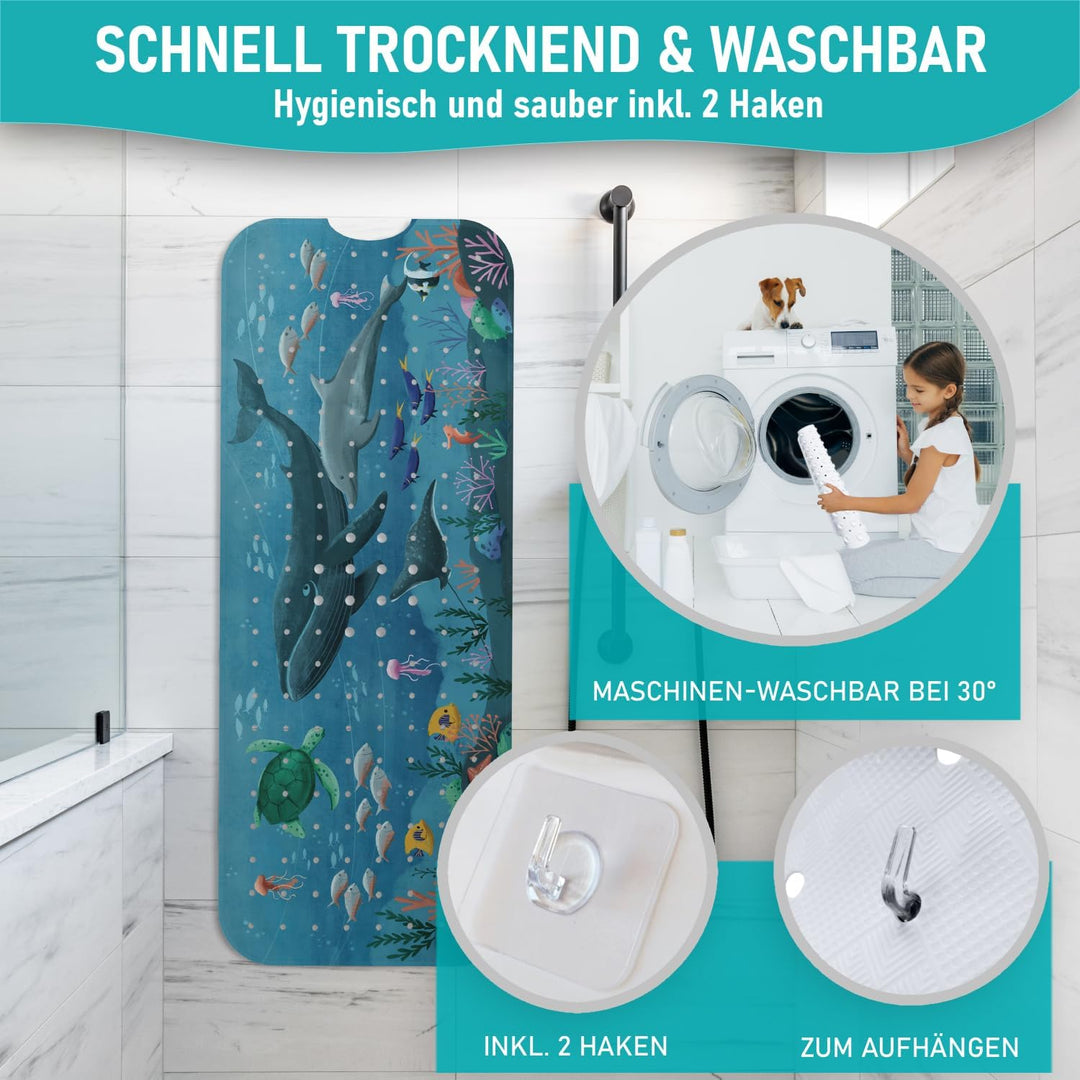 arteneur® - Badewannenmatte 100x40 cm Unterwasser | Badematte rutschfest | Inkl. Aufhängung | Schimm