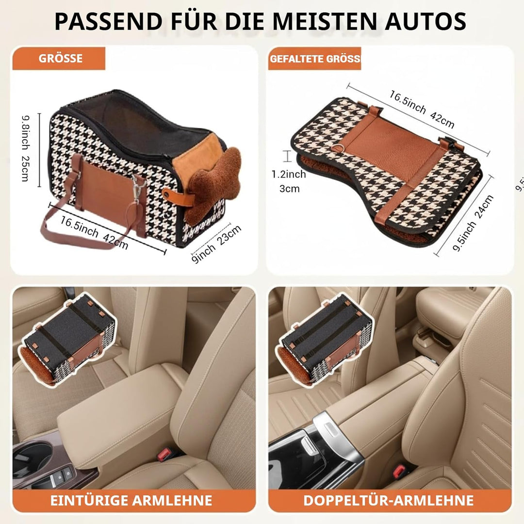 Mittelkonsole Hundeautositz, Haustier-Welpen-Autositz, Mittelkonsole, Armlehne für kleine Hunde (Kar